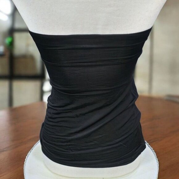Bebe Strapless Draped Tube Top ✦ Rayon Blend ✦ XXS ✦ Elegant Black Sculptural - Picture 5 of 9